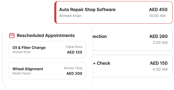 Garagzy appointment rescheduling interface