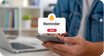 Customer reminder notification on a phone