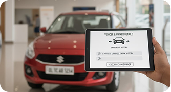 Vehicle record check-in interface on a tablet