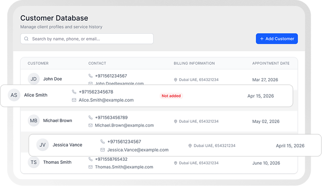 Garagzy customer database interface